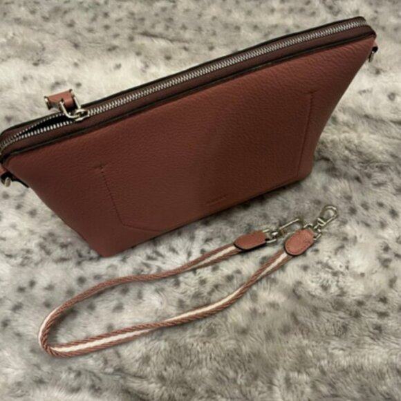 BALLY BAG IN ROSE HAZE BOVINE GRAINED BAG WITH CAMILLE STRIPES MSRP $485